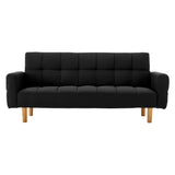 NNEDPE Sarantino 3-Seater Fabric Sofa Bed Futon - Black