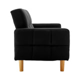 NNEDPE Sarantino 3-Seater Fabric Sofa Bed Futon - Black