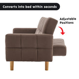 NNEDPE Sarantino 3-Seater Fabric Sofa Bed Futon - Brown