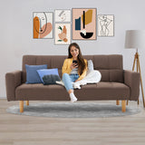 NNEDPE Sarantino 3-Seater Fabric Sofa Bed Futon - Brown