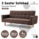 NNEDPE Sarantino 3-Seater Fabric Sofa Bed Futon - Brown