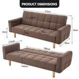 NNEDPE Sarantino 3-Seater Fabric Sofa Bed Futon - Brown