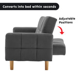 NNEDPE Sarantino 3-Seater Fabric Sofa Bed Futon - Dark Grey