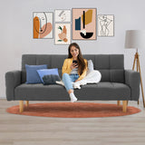 NNEDPE Sarantino 3-Seater Fabric Sofa Bed Futon - Dark Grey