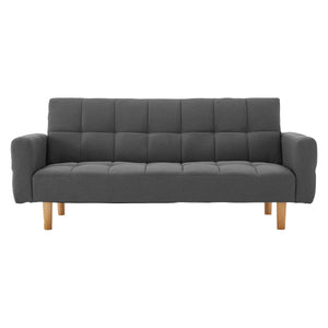 NNEDPE Sarantino 3-Seater Fabric Sofa Bed Futon - Dark Grey