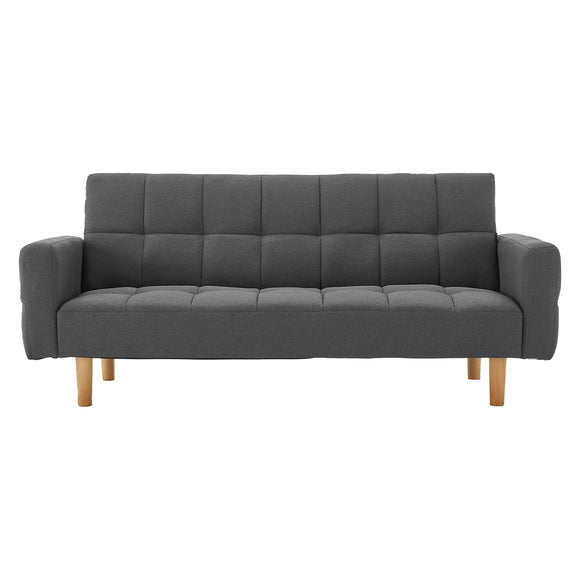 NNEDPE Sarantino 3-Seater Fabric Sofa Bed Futon - Dark Grey
