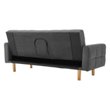 NNEDPE Sarantino 3-Seater Fabric Sofa Bed Futon - Dark Grey