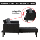 NNEDPE Sarantino 3-Seater Corner Wooden Sofa Bed Lounge Chaise Sofa Black