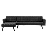 NNEDPE Sarantino 3-Seater Corner Wooden Sofa Bed Lounge Chaise Sofa Black