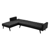 NNEDPE Sarantino 3-Seater Corner Wooden Sofa Bed Lounge Chaise Sofa Black