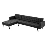 NNEDPE Sarantino 3-Seater Corner Wooden Sofa Bed Lounge Chaise Sofa Black