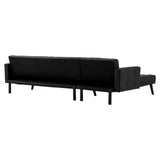 NNEDPE Sarantino 3-Seater Corner Wooden Sofa Bed Lounge Chaise Sofa Black
