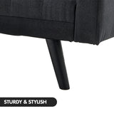 NNEDPE Sarantino 3-Seater Corner Wooden Sofa Bed Lounge Chaise Sofa Black