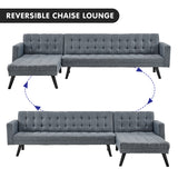 NNEDPE Sarantino 3-Seater Corner Wooden Sofa Bed Lounge Chaise Sofa  Grey