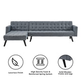 NNEDPE Sarantino 3-Seater Corner Wooden Sofa Bed Lounge Chaise Sofa  Grey