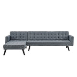 NNEDPE Sarantino 3-Seater Corner Wooden Sofa Bed Lounge Chaise Sofa  Grey