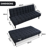 NNEDPE Sarantino Faux Suede Fabric Sofa Bed Furniture Lounge Seat Black