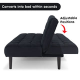 NNEDPE Sarantino Faux Suede Fabric Sofa Bed Furniture Lounge Seat Black