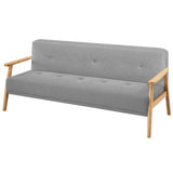 NNEDPE Sarantino 3 Seater Linen Fabric Wood Sofa Bed Lounge Couch Light Grey