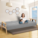 NNEDPE Sarantino 3 Seater Linen Fabric Wood Sofa Bed Lounge Couch Light Grey