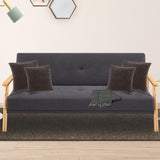 NNEDPE Sarantino 3 Seater Linen Fabric Wood Sofa Bed Lounge Couch Dark Grey