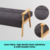 NNEDPE Sarantino 3 Seater Linen Fabric Wood Sofa Bed Lounge Couch Dark Grey