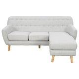 NNEDPE Linen Corner Wooden Sofa Lounge L-shaped with Left Chaise Light Grey