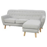 NNEDPE Linen Corner Wooden Sofa Lounge L-shaped with Left Chaise Light Grey