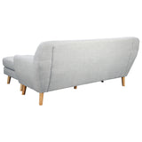 NNEDPE Linen Corner Wooden Sofa Lounge L-shaped with Left Chaise Light Grey