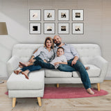 NNEDPE Sarantino Linen Corner Sofa Lounge L-shaped w/ Chaise Light Grey