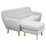 NNEDPE Sarantino Linen Corner Sofa Lounge L-shaped w/ Chaise Light Grey