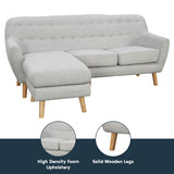 NNEDPE Sarantino Linen Corner Sofa Lounge L-shaped w/ Chaise Light Grey