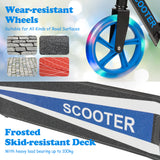 NNECW Folding Kick Push Scooter with Flashing LED Wheels-Blue