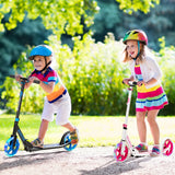 NNECW Folding Kick Push Scooter with Flashing LED Wheels-Blue