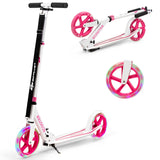 NNECW Folding Kick Push Scooter with Flashing LED Wheels-Pink
