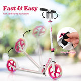 NNECW Folding Kick Push Scooter with Flashing LED Wheels-Pink