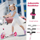 NNECW Folding Kick Push Scooter with Flashing LED Wheels-Pink