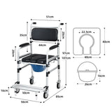 NNECW Multifunctional Rolling Commode Chair with Folding Pedals for the Elderly