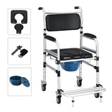 NNECW Multifunctional Rolling Commode Chair with Folding Pedals for the Elderly