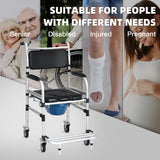NNECW Multifunctional Rolling Commode Chair with Folding Pedals for the Elderly