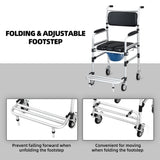 NNECW Multifunctional Rolling Commode Chair with Folding Pedals for the Elderly