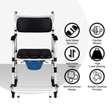NNECW Multifunctional Rolling Commode Chair with Folding Pedals for the Elderly