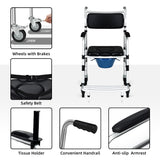 NNECW Multifunctional Rolling Commode Chair with Folding Pedals for the Elderly