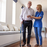 NNECW Height Adjustable Folding Massage Cane Seat Walking Stick with LED Light-Blue