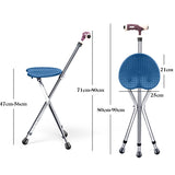NNECW Height Adjustable Folding Massage Cane Seat Walking Stick with LED Light-Blue