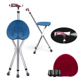 NNECW Height Adjustable Folding Massage Cane Seat Walking Stick with LED Light-Blue