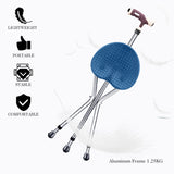 NNECW Height Adjustable Folding Massage Cane Seat Walking Stick with LED Light-Blue