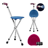 NNECW Height Adjustable Folding Massage Cane Seat Walking Stick with LED Light-Blue