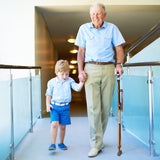 NNECW Height Adjustable Folding Massage Cane Seat Walking Stick with LED Light-Blue