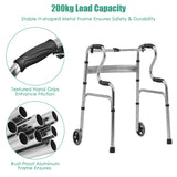 NNECW Folding Walker with Unidirectional Wheels and Bi-Level Armrests-Gray